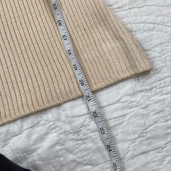 Vintage St. John Sport Essential Ribbed Tan Sleeveless Turtleneck Sweater size M - Picture 8 of 8